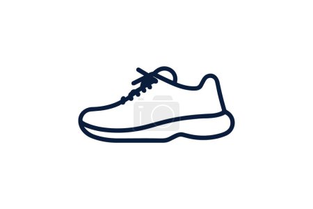 Téléchargez les illustrations : Chaussures et chaussures de sport dynamiques Flat Color Icon set isolé sur fond blanc illustration vectorielle couleur plate Pixel perfec - en licence libre de droit