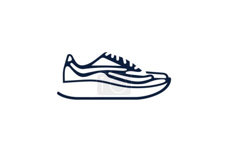 Téléchargez les illustrations : Chaussures et chaussures de sport bleues Icône de couleur plate mis isolé sur fond blanc illustration vectorielle couleur plate Pixel parfait - en licence libre de droit