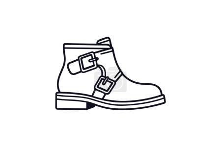Ilustración de Blanco Monje Correa Botas Zapatos y calzado Plano Color Icono conjunto aislado sobre fondo blanco plano vector ilustración Pixel perfecto - Imagen libre de derechos
