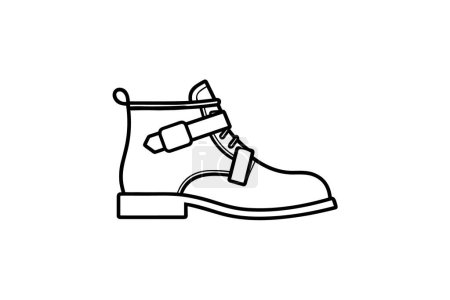 Ilustración de Brown Monk Strap Boots Zapatos y calzado Flat Color Icon set aislado sobre fondo blanco ilustración vector de color plano Pixel perfecta - Imagen libre de derechos