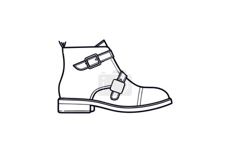 Illustration for Brown Monk Derby Boots Shoes and footwear Flat Color Icon set isolated on white background flat color vector illustration Pixel perfect - Royalty Free Image