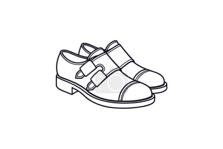Ilustración de Blanco Oxford Botas Zapatos y calzado Plano Color Icono conjunto aislado sobre fondo blanco plano vector ilustración Pixel perfecto - Imagen libre de derechos