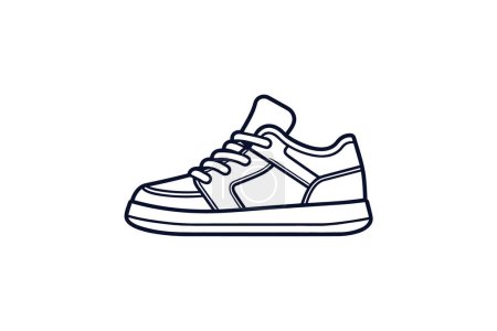 Téléchargez les illustrations : Esquisse Rouge Chaussures et chaussures Flat Color Icône mis isolé sur fond blanc illustration vectorielle couleur plate Pixel parfait - en licence libre de droit