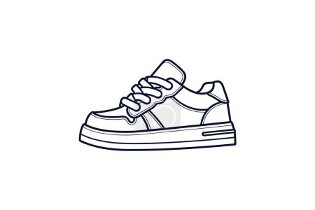 Téléchargez les illustrations : Esquisse bleue Chaussures et chaussures Icône de couleur plate mis isolé sur fond blanc illustration vectorielle de couleur plate Pixel perfec - en licence libre de droit