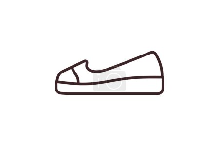 Téléchargez les illustrations : Suede Penny Mocassins Chaussures et chaussures Flat Color Icône mis isolé sur fond blanc illustration vectorielle de couleur plate Pixel parfait - en licence libre de droit