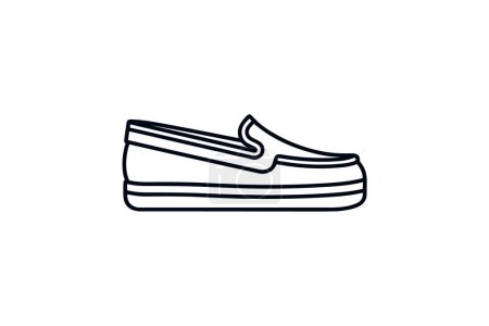 Téléchargez les illustrations : Tuxedo Oxford Chaussures et chaussures Flat Color Icône mis isolé sur fond blanc illustration vectorielle couleur plate Pixel parfait - en licence libre de droit