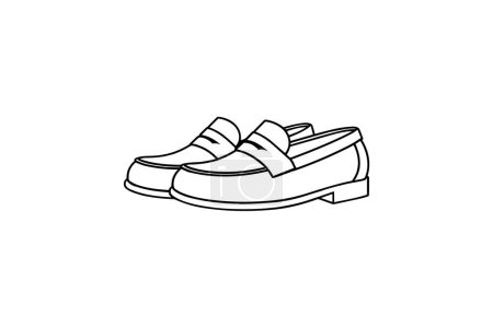 Illustration for Blue Wingtip Penny Loafers Shoes and footwear Flat Color Icon set isolated on white background flat color vector illustration Pixel perfect - Royalty Free Image