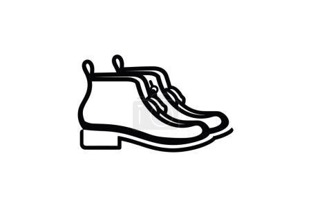 Téléchargez les illustrations : Noir glands chic Chaussures et chaussures Flat Color Icône mis isolé sur fond blanc illustration vectorielle couleur plate Pixel parfait - en licence libre de droit