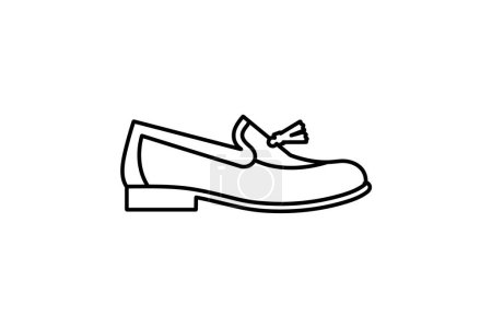 Téléchargez les illustrations : Orange Bloc Talons Chaussures et chaussures Flat Color Icône mis isolé sur fond blanc plat couleur vecteur illustration Pixel parfait - en licence libre de droit