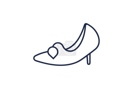 Ilustración de Rosa Oxford Women 's Shoes y calzado Flat Color Icon conjunto aislado sobre fondo blanco plano vector ilustración Pixel perfecto - Imagen libre de derechos