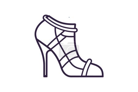 Ilustración de Rojo Patchwork zapatos y calzado de las mujeres Color plano Icono conjunto aislado sobre fondo blanco vector de color plano ilustración Pixel perfecto - Imagen libre de derechos