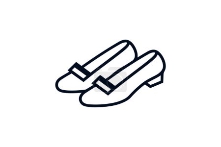 Téléchargez les illustrations : Chaussures et chaussures iconiques pour femmes Sandale blanche Icône de couleur plate mis isolé sur fond blanc illustration vectorielle de couleur plate Pixel parfait - en licence libre de droit