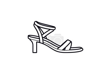Illustration for Yellow Thong Sandal Women's Shoes and footwear Flat Color Icon set isolated on white background flat color vector illustration Pixel perfect - Royalty Free Image