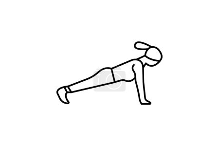 Ilustración de Flexiones, ejercicios de peso corporal, icono aislado en el fondo blanco vector ilustración Pixel perfecta - Imagen libre de derechos