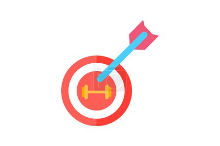 Téléchargez les illustrations : Objectifs de fitness, objectifs de santé, icône isolée sur fond blanc illustration vectorielle Pixel parfait - en licence libre de droit