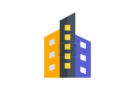 Illustration for Building flat color icon, pixel perfect icon - Royalty Free Image