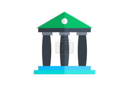 Illustration for Banking Beacons,Bank, flat color icon, pixel perfect icon - Royalty Free Image