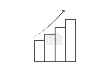 Ilustración de Gráfico de crecimiento, métricas de rendimiento, icono de línea delgada, icono de contorno gris, icono perfecto de píxel - Imagen libre de derechos