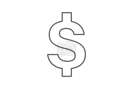 Téléchargez les illustrations : Dollar, Devise américaine, Dollar américain, icône de ligne mince, icône de contour gris, icône parfaite pixel - en licence libre de droit