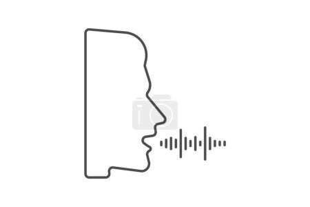 Téléchargez les illustrations : Parlant, Icône de haut-parleur, icône de ligne mince, icône de contour gris, icône parfaite pixel - en licence libre de droit