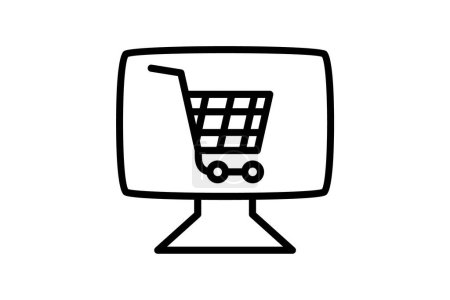 Illustration for Online Shopping, E-commerce Delight line icon, outline icon, pixel perfect icon - Royalty Free Image