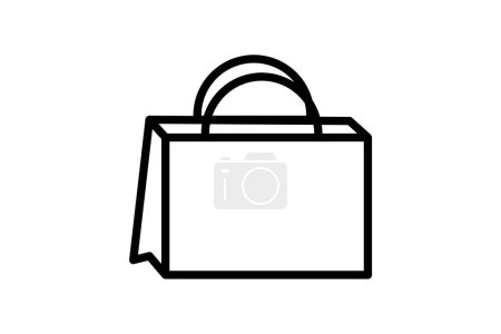 Ilustración de Bolsa de compras, icono del carrito de compras, icono de línea, icono del esquema, icono perfecto de píxel - Imagen libre de derechos