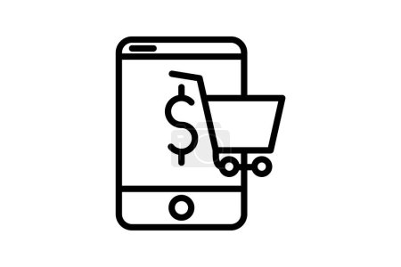 Illustration for Mobile Shopping, Virtual Storefront, line icon, outline icon, pixel perfect icon - Royalty Free Image