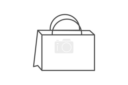 Ilustración de Bolsa de compras, icono del carrito de compras, icono de línea delgada, icono de contorno gris, icono perfecto de píxel - Imagen libre de derechos