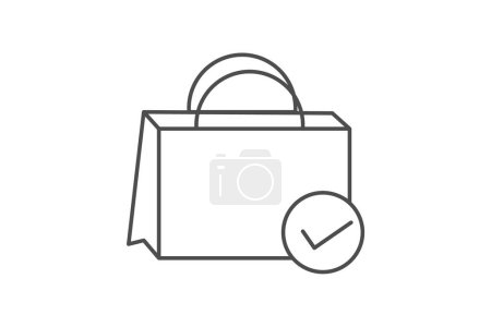 Ilustración de Bolsa de compras, Bolsas de comercio electrónico, icono de línea delgada, icono de contorno gris, icono perfecto de píxel - Imagen libre de derechos