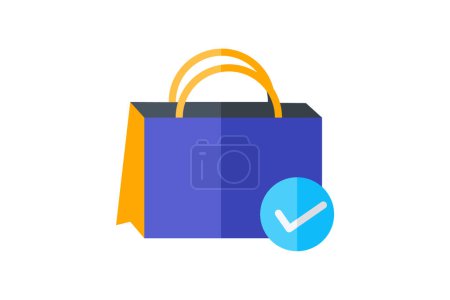 Ilustración de Bolsa de compras, bolsas de comercio electrónico, icono de color plano, icono de píxel perfecto - Imagen libre de derechos