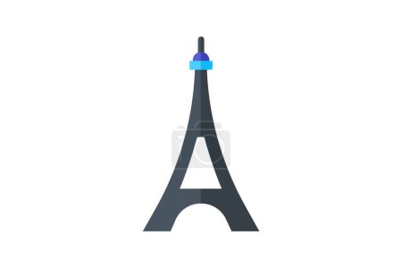 Illustration for Eiffel Tower Icon,Paris, Landmark, Architecture, France, flat color icon, pixel perfect icon - Royalty Free Image