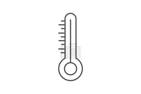Téléchargez les illustrations : Thermomètre, Température, Surveillance de la santé, icône de ligne mince, icône de contour gris, icône parfaite pixel - en licence libre de droit