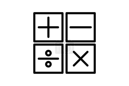 Téléchargez les illustrations : Décodage de symboles mathématiques, symboles mathématiques, notation mathématique, icône de ligne, icône de contour, icône parfaite pixel - en licence libre de droit
