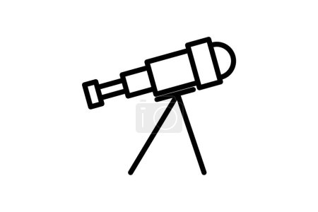 Ilustración de Telescopio, Instrumento astronómico, Herramienta de observación, icono de línea, icono de esquema, icono perfecto de píxel - Imagen libre de derechos