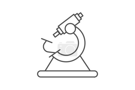 Illustration for Microscope, Laboratory Equipment, Research Tool, thin line icon, grey outline icon, pixel perfect icon - Royalty Free Image