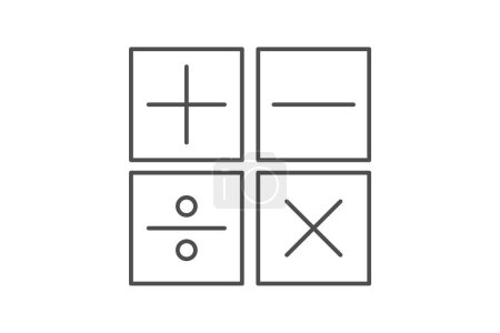 Téléchargez les illustrations : Décodage de symboles mathématiques, symboles mathématiques, notation mathématique, icône de ligne mince, icône de contour gris, icône parfaite pixel - en licence libre de droit