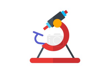 Illustration for Microscope, Laboratory Equipment, Research Tool, flat color icon, pixel perfect icon - Royalty Free Image
