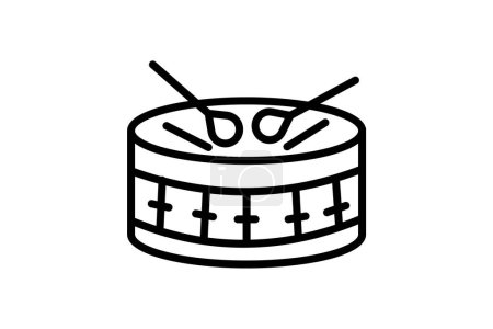 Illustration for Drum, Percussion instrument, Drumming,Line Icon, Outline icon, vector icon, pixel perfect icon - Royalty Free Image