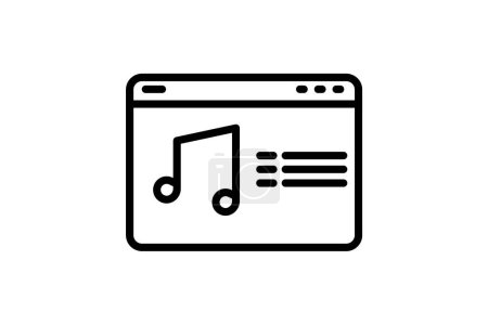 Ilustración de Lista de reproducción de música, Compilación de audio, Icono de línea, Icono de esquema, icono de vector, icono perfecto de píxel - Imagen libre de derechos