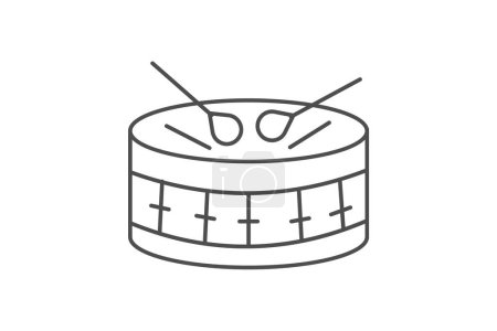 Illustration for Drum, Percussion instrument, Drumming, thin line icon, grey outline icon, pixel perfect icon - Royalty Free Image
