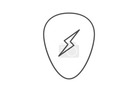 Illustration for Guitar pick, Plectrum, String accessory, Musical tool, thin line icon, grey outline icon, pixel perfect icon - Royalty Free Image