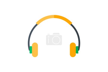Ilustración de Auriculares, Equipo de audio, Inmersión sonora, icono de color plano, icono perfecto de píxel - Imagen libre de derechos