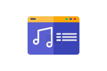 Ilustración de Lista de reproducción de música, compilación de audio, icono de color plano, icono perfecto de píxel - Imagen libre de derechos