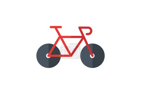 Illustration for Bicycle icon, Cycling symbol, Bike symbol, flat color icon, pixel perfect icon - Royalty Free Image