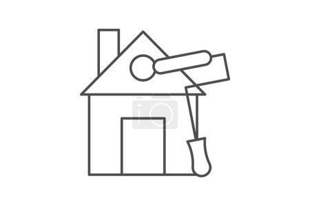 Illustration for Renovation, Remodeling, Home Improvement, Restoration,icon thin line icon, grey outline icon, pixel perfect icon - Royalty Free Image