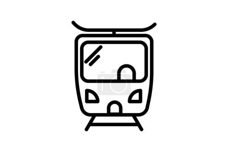 Illustration for Tram, Public Transport, City Commuting,Line Icon, Outline icon, vector icon, pixel perfect icon - Royalty Free Image