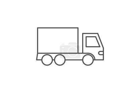 Illustration for Truck,Transportation, Heavy-duty, Cargo Carrier,  thin line icon, grey outline icon, pixel perfect icon - Royalty Free Image