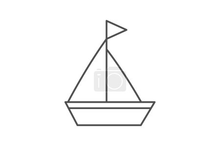 Illustration for Luxury Yacht, Private Charter,icon thin line icon, grey outline icon, pixel perfect icon - Royalty Free Image