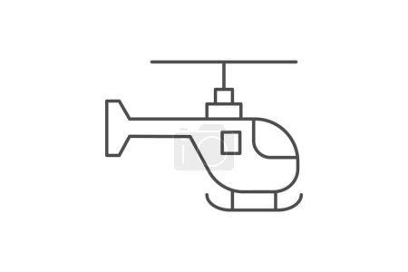 Illustration for Helicopter,Aerial Transport, Aviation, Vertical Takeoff,  thin line icon, grey outline icon, pixel perfect icon - Royalty Free Image