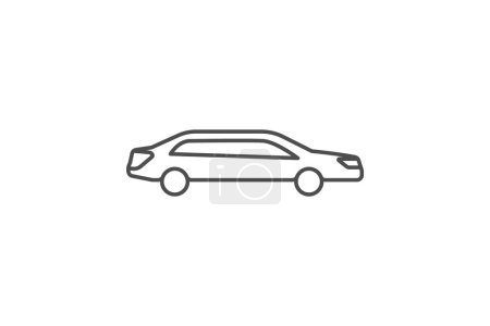 Téléchargez les illustrations : Limousine, Transport de luxe, Icône de ligne mince Prestige Rideicon, icône de contour gris, icône parfaite pixel - en licence libre de droit